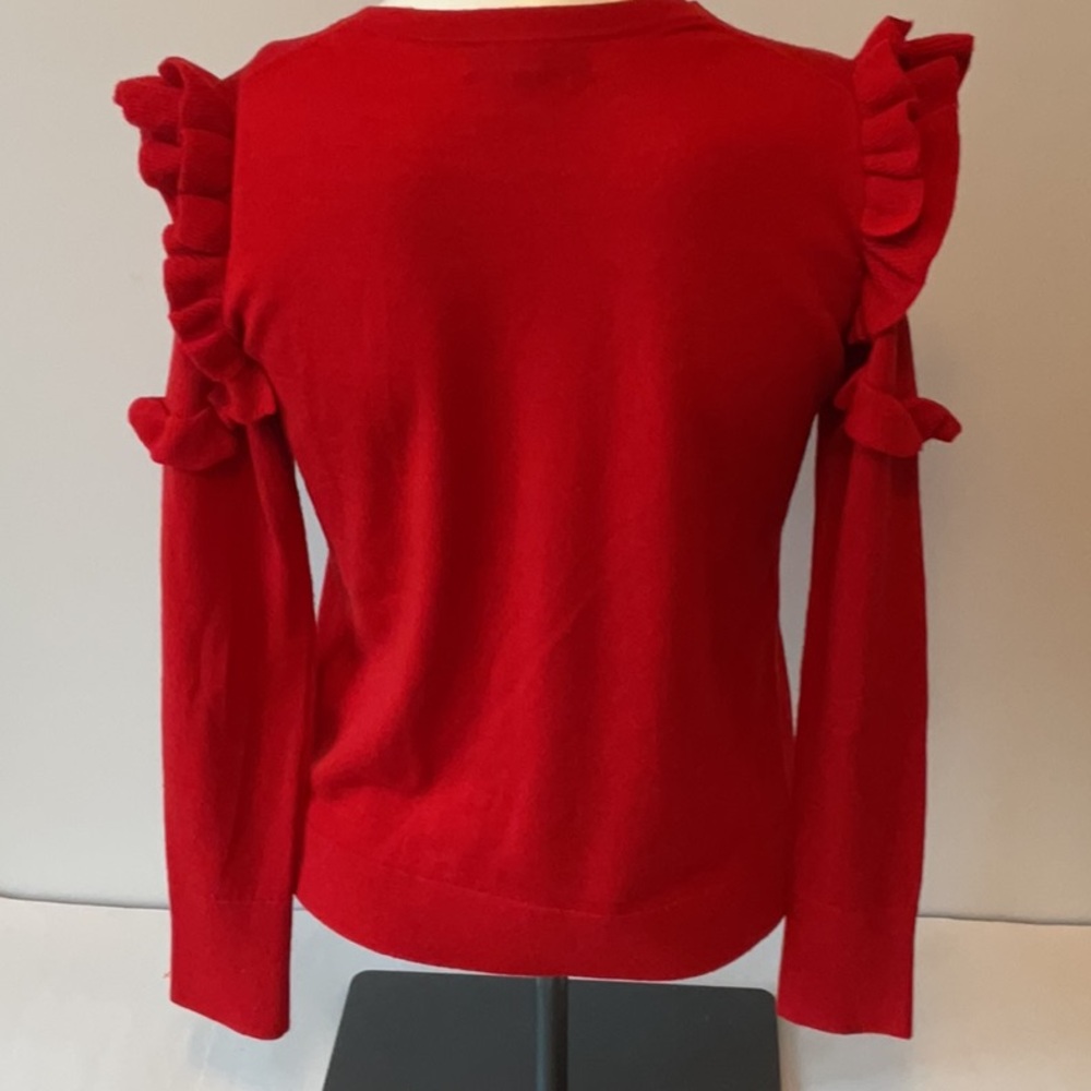 Merino Wool Ruffle Trim Sweater - Picture 6 of 9